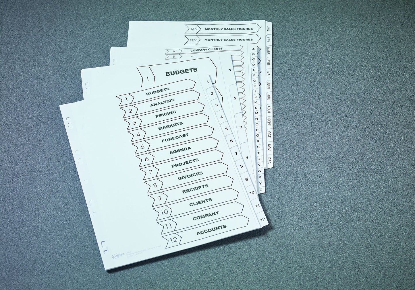 Avery Mylar Divider A-Z A4 Punched 150gsm White Card with White Mylar Tabs 05231061
