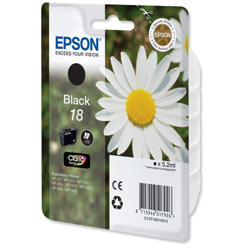 Epson Daisy T1811 18 Black Inkjet Cartridge Code C13T18014010