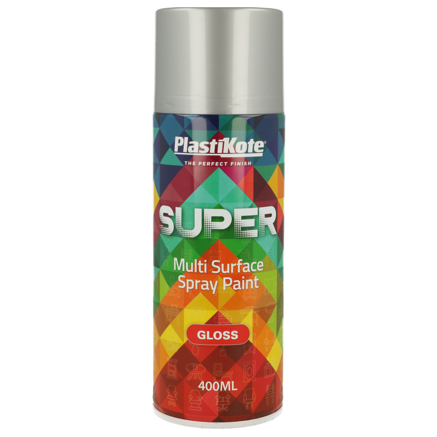 PlastiKote SUPER Spray Paint | Aluminium | 400ml | Gloss Finish
