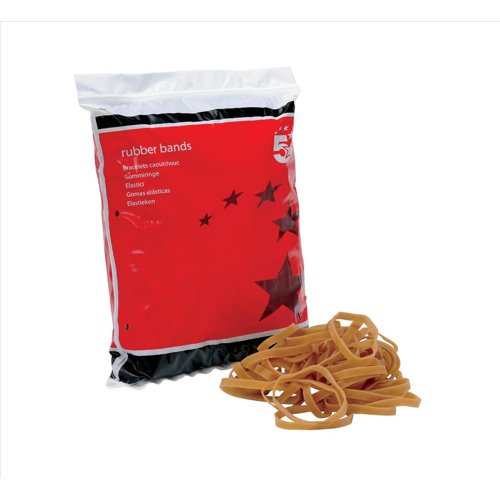 5 Star Rubber Bands No63 76x6mm Approx 400 Bands Bag 454g 29645X