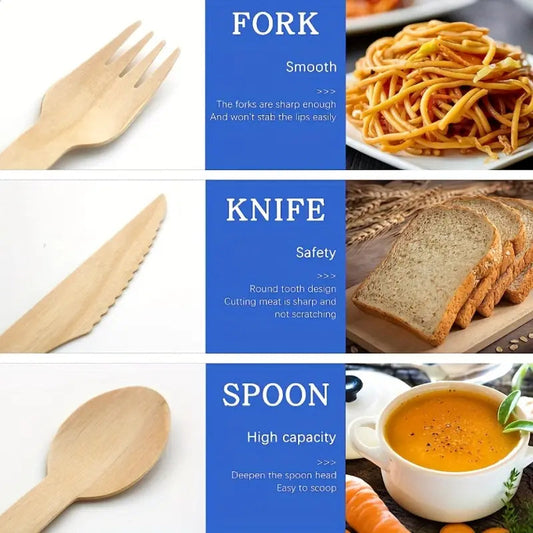 Belgravia- Disposable Eco Friendly Wooden Cutlery Knives,Forks, Spoons & Teaspoons