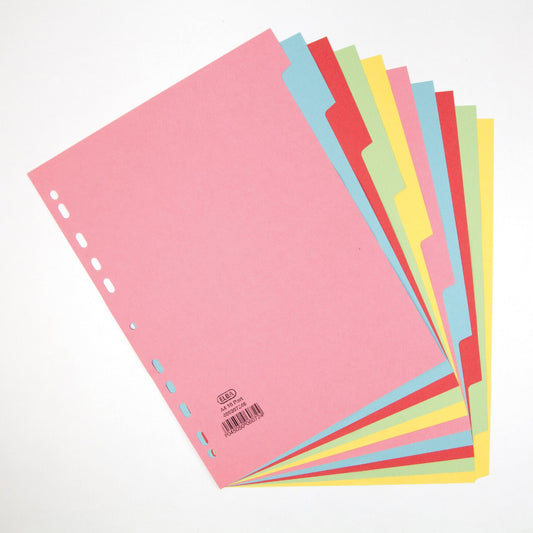 Elba Divider 10 Part A4 160gsm Card Assorted Colours 400007246