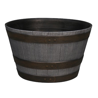 Fixtures Half Barrel Cask Planter Medium, Grey 40cm x 27cm