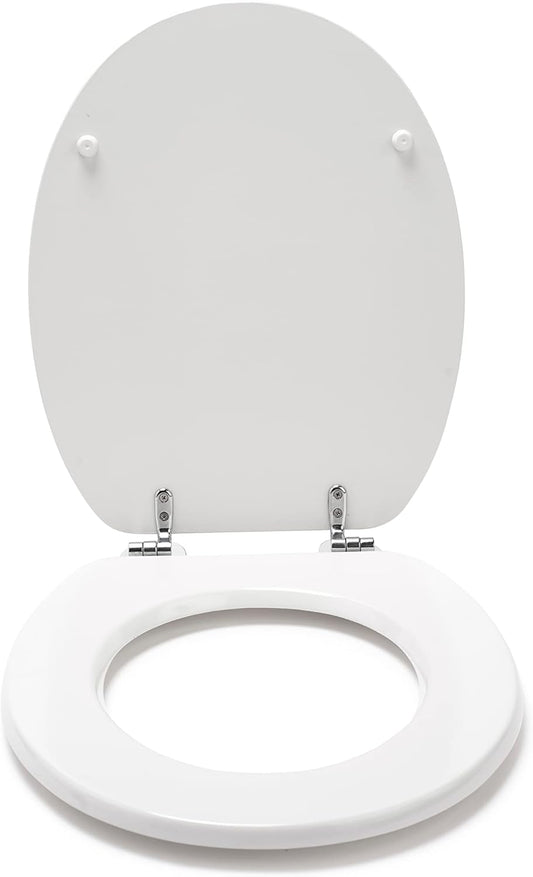 Croydex Flexi-Fix Toilet Seat, Wood White & Chrome WL600822H
