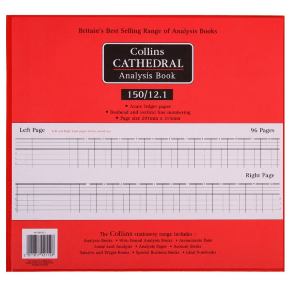 Collins Cathedral Analysis Book 12 Cash Columns 96 Pages 150/12.1