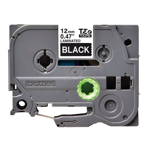 Brother P-Touch TZe Lam Tape Cassette 12mm x 8m White on Black Tape TZE335
