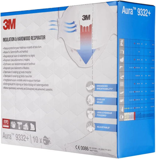 3M Aura Flat Fold Respirator Mask (9332+) - UK BUSINESS SUPPLIES