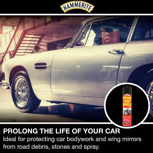 Hammerite Stone Chip Shield Underbody Black Metal Paint 600Ml Aerosol