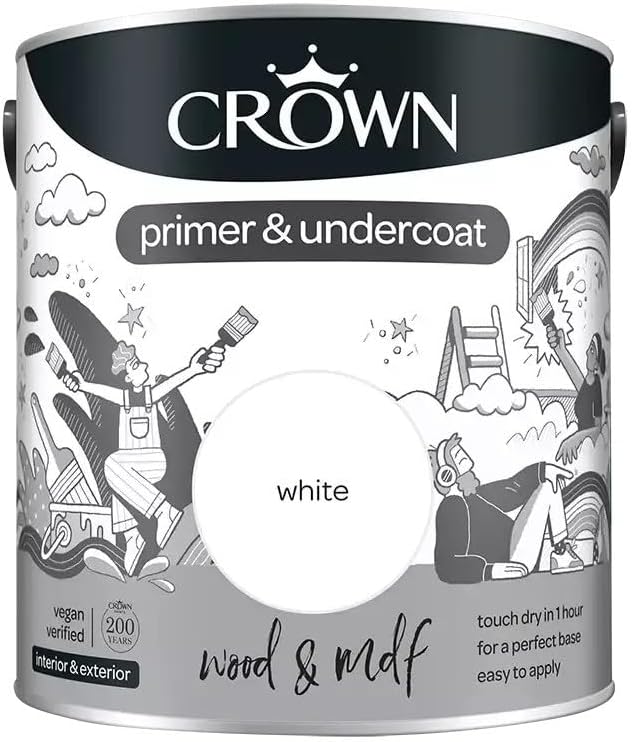 Crown Wood & MDF | Primer & Undercoat | Quick Drying | White | 2.5L