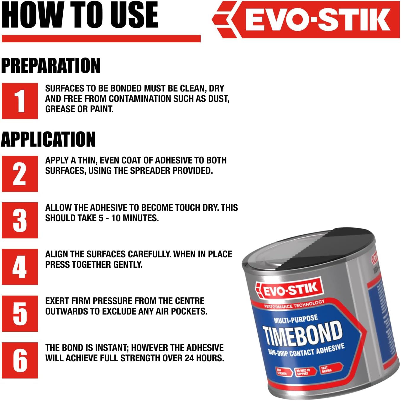 Evo-Stik Timebond Contact Adhesive, High-Strength, Non-Drip, Multipurpose, 250Ml