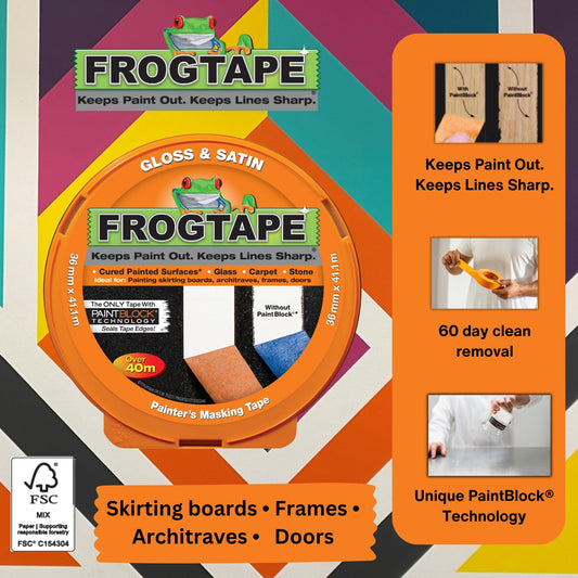 Frog Tape Orange Gloss & Satin | Painters Masking Tape | 36mm X 41.1M