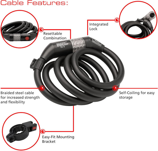 Burg-Wächter Convenient bicycle lock - 1.80 metre long spiral lock.