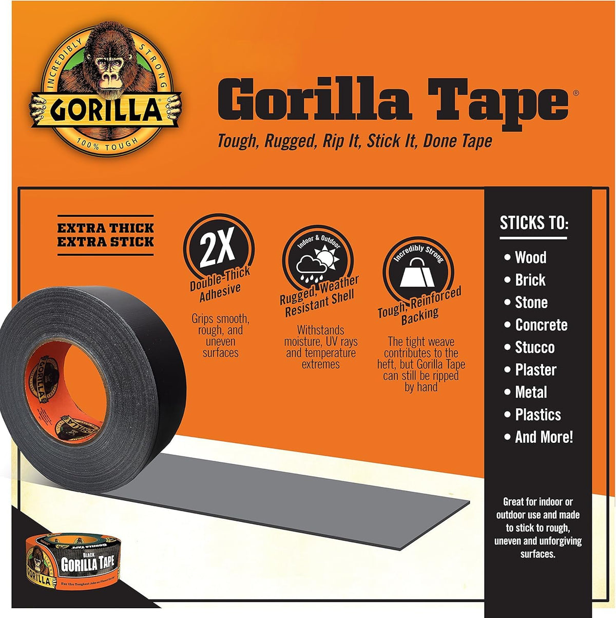 Gorilla Tape Black | Extra Strong | Water resistant | 11m Length