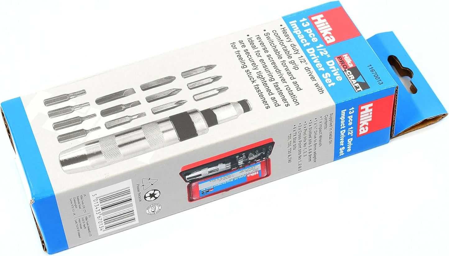 Hilka 11670013 1/2-Inch Pro Craft Impact Driver Set (13-Piece)