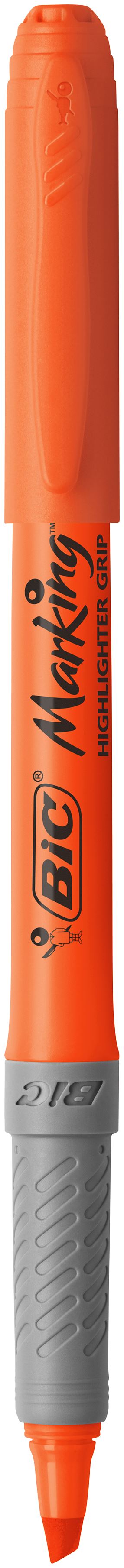 Bic Grip Highlighter Pen Chisel Tip 1.6-3.3mm Line Orange (Pack 12) - 811933