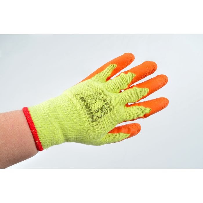 Hilka Branded Orange Latex Coated Work Gloves {X-Large}