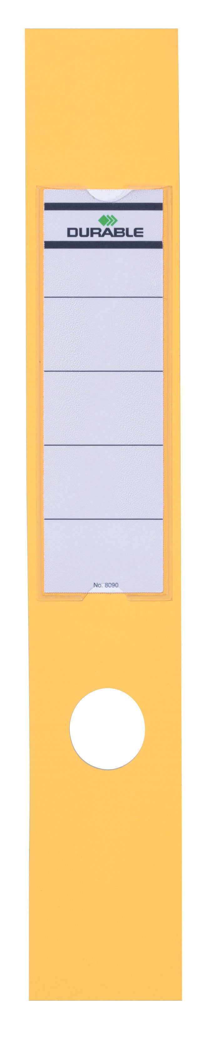 Durable Ordofix Lever Arch File Spine Label PVC 60x390mm Yellow (Pack 10) - 809004