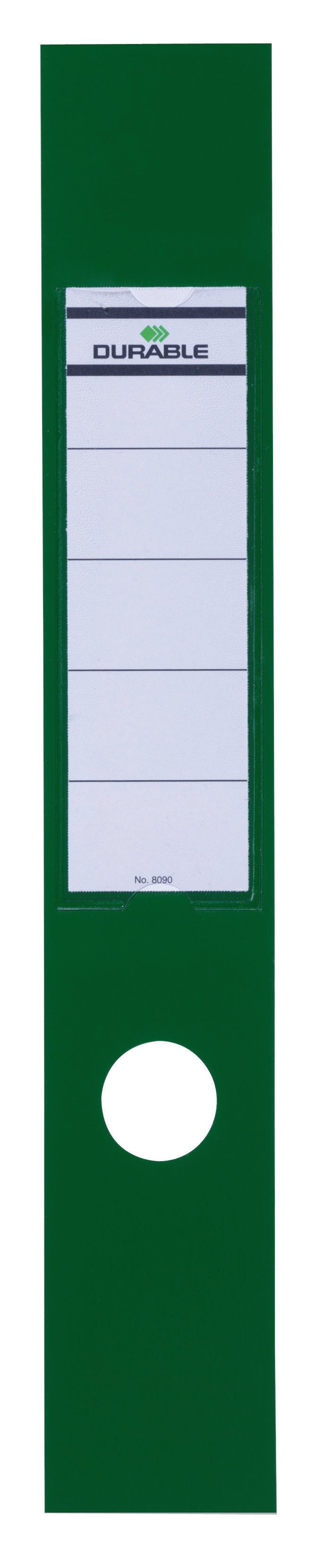 Durable Ordofix Lever Arch File Spine Label PVC 60x390mm Green (Pack 10) - 809005