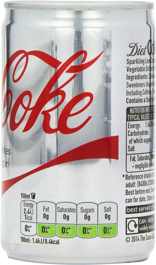 Diet Coke Mini Cans 24 x 150ml | Ideal Mixers