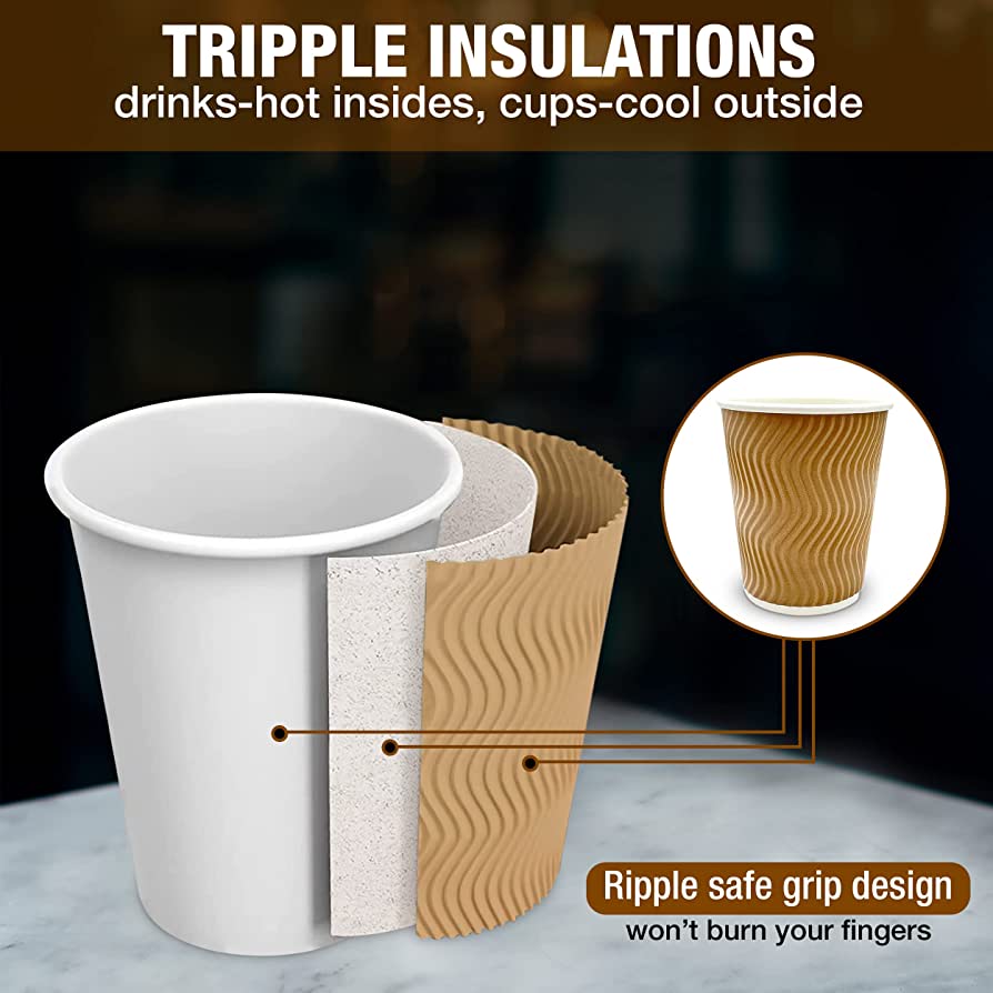 Belgravia 8oz Red & Black Single Walled Paper Cups 50's