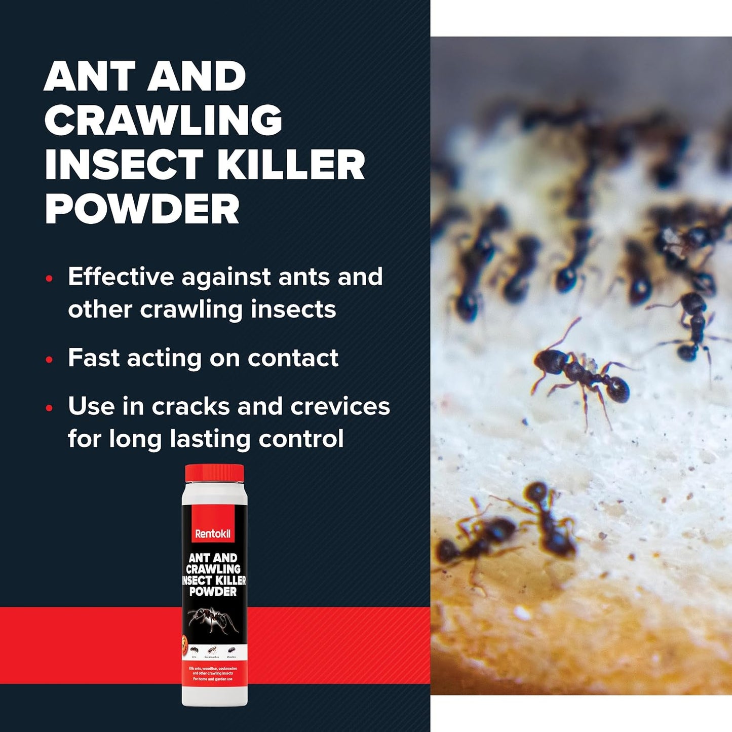 RENTOKIL Ant & Crawling Insect Killer Powder | Fast Acting Ready to Use Ant Killer Powder | 300g