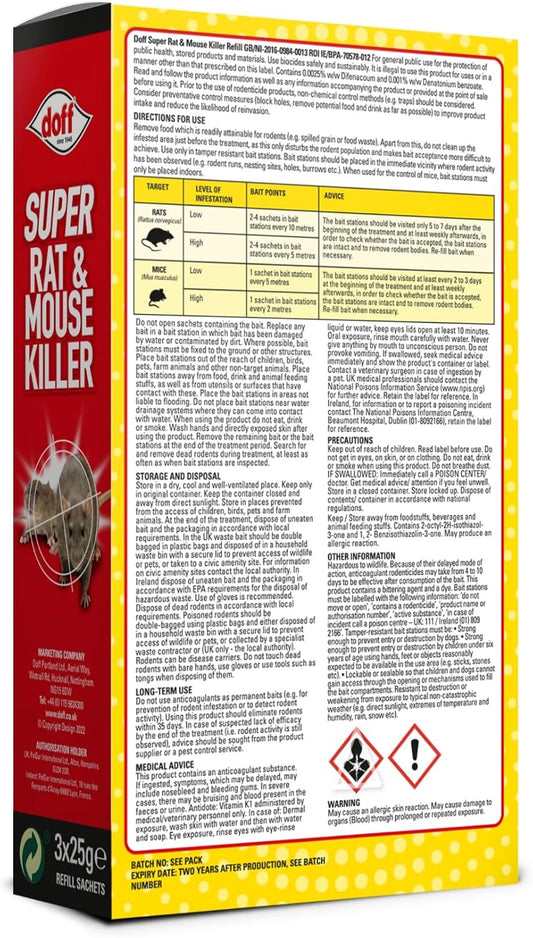 Doff Super Rat and Mouse Killer Bait | 3 x 25g