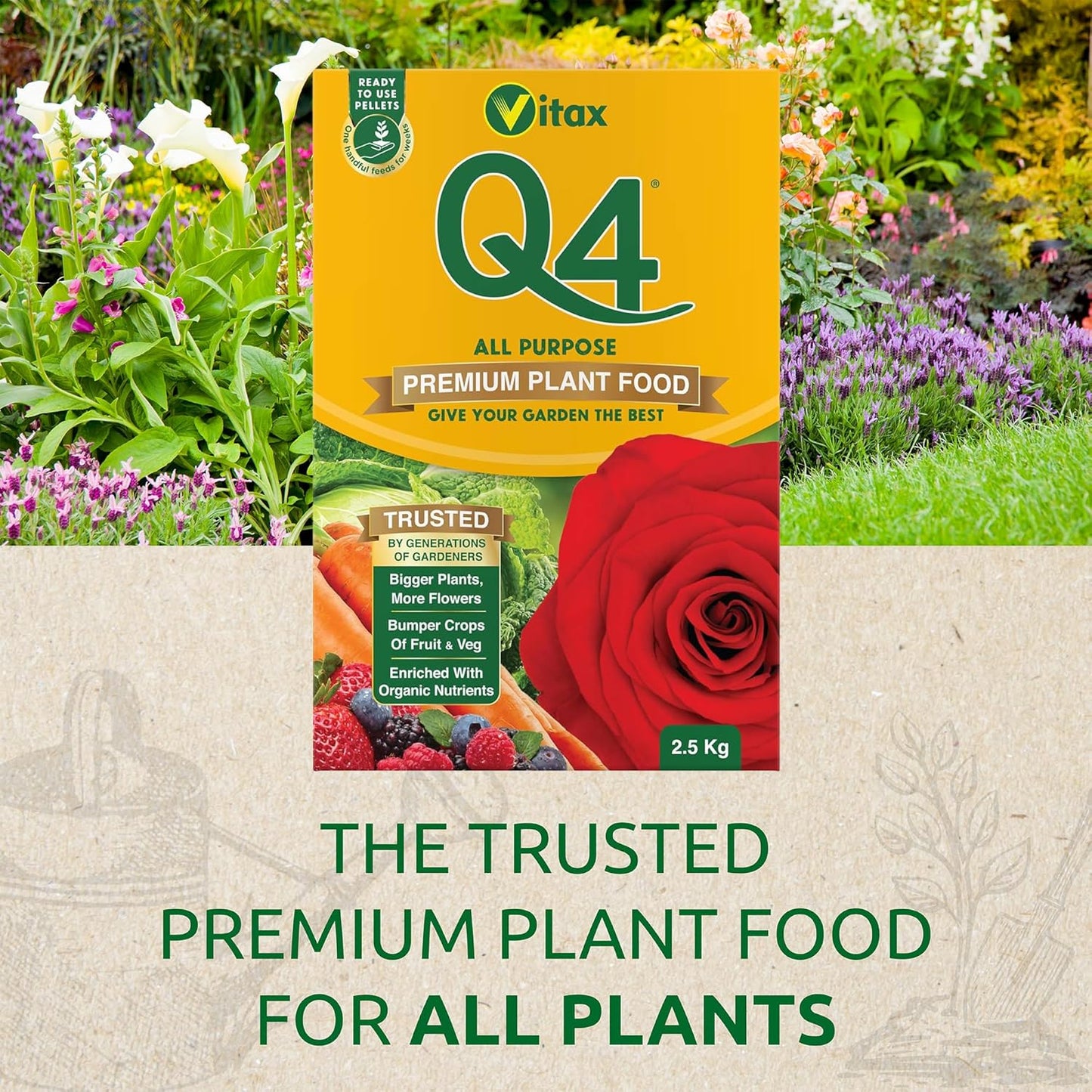 Vitax Q4 - Premier Fertiliser For Fruit, Vegetables, Flowers & Roses - 2.5Kg