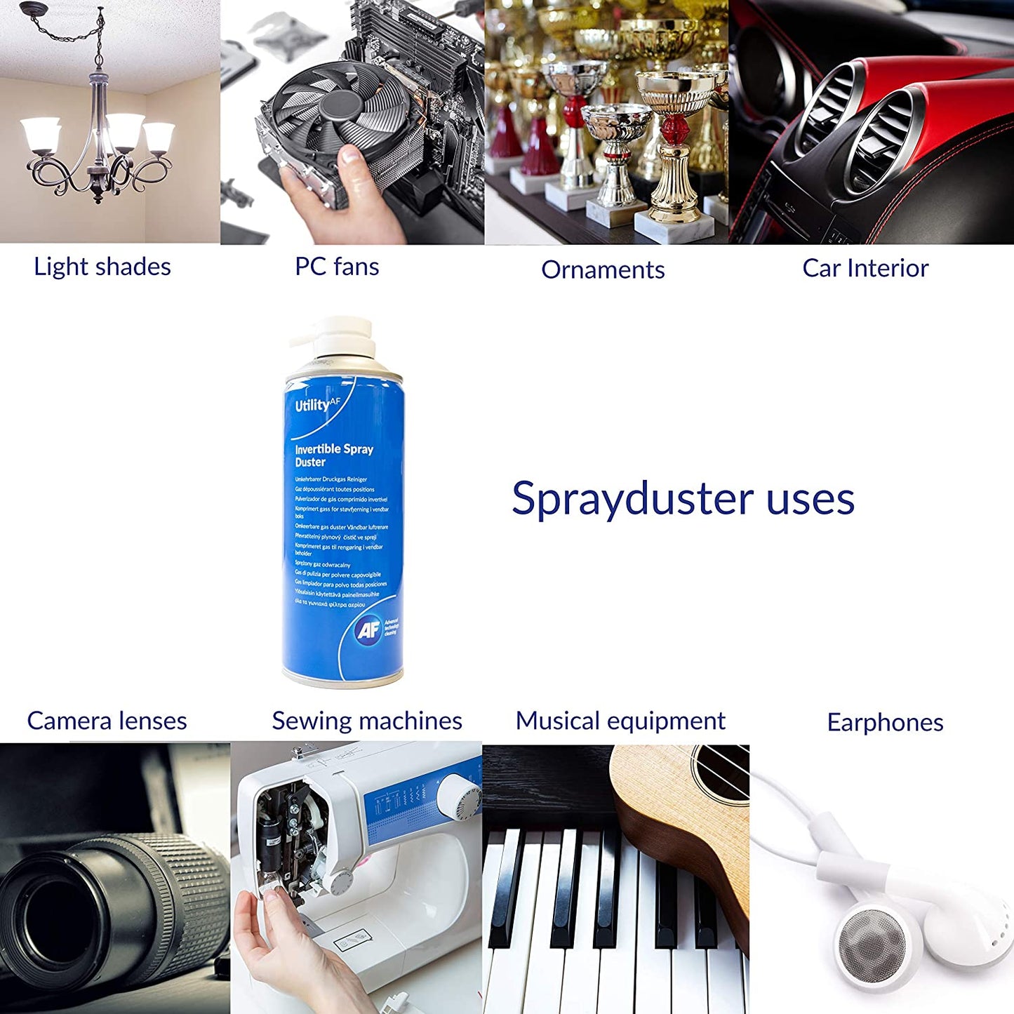AF Utility Sprayduster / Air Duster Compressed Gas Can, HFC Free, Non-Invertible Removal of Dus
