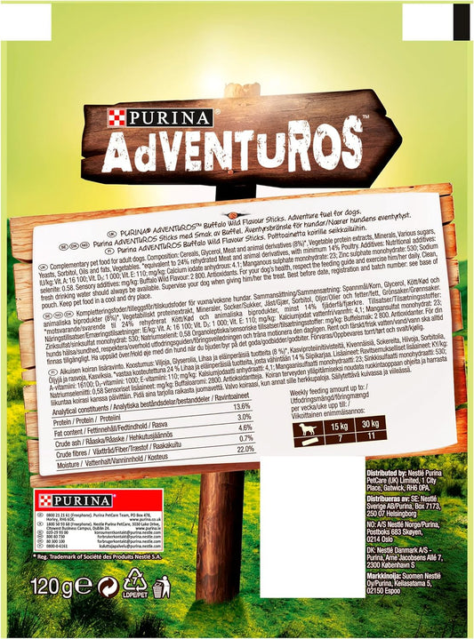 Adventuros Dog Treats Sticks Buffalo Wild 120g