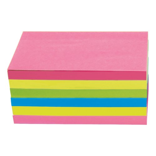 5 Star Extra Sticky Notes Repositionable 76x127mm Assorted Neon (Pack of 6) 940576