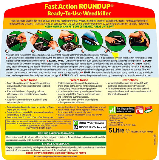 Roundup Total Weedkiller Pump n Go RTU 5 Litre