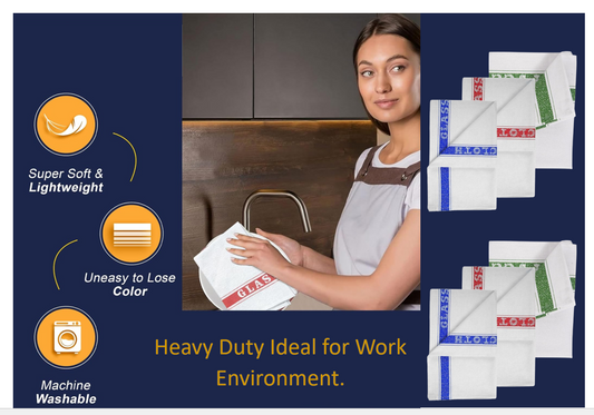 Cotton Glass Cloth Colour Coded Tea Towels by Janit-X 10 Per Pack