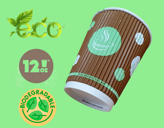 12oz Belgravia 100% Biodegradable Ripple Paper Cups 25s