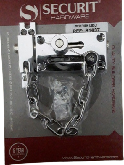 Securit Slide Latch Bolt & Chain | Stainless Steel | S1637 | Easily Fitted Door Security