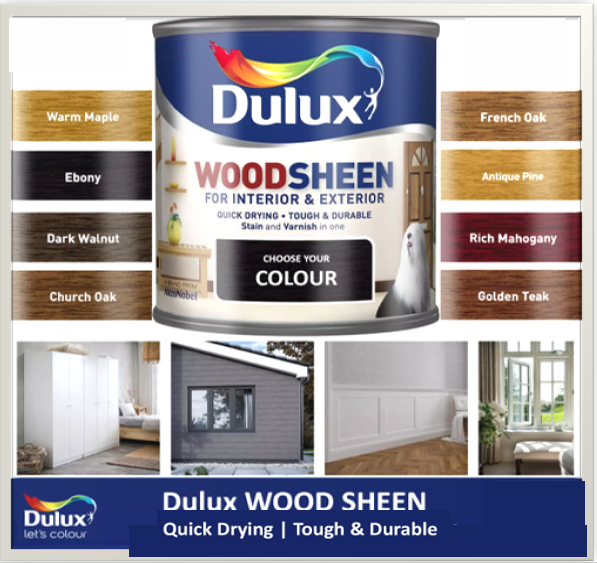 Dulux Woodsheen Stain & Varnish 250ml CHURCH OAK
