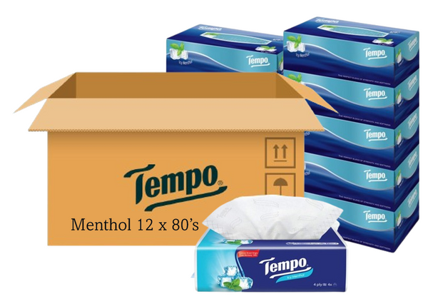 Tempo Strong, Soft &amp; Breathable Menthol Tissues 12 x 80's 4ply