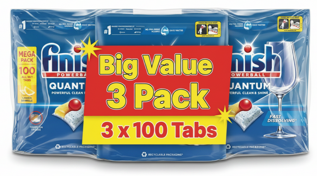 Finish Powerball Quantum Dishwasher Tablets| Lemon | 100 Pack