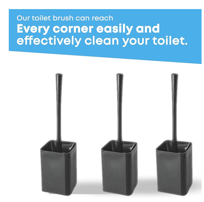 Blue Canyon Toilet Brush & Holder, Black, 10x10x38cm