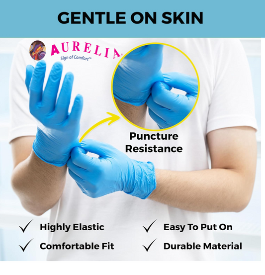 Aurelia Robust Blue POWDER FREE Nitrile Disposable Gloves x 100 ALL SIZES