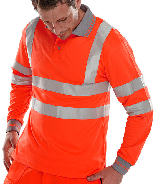 Beeswift Long Sleeve Hi-Vis Polo Shirt - {ALL COLOURS / SIZES}