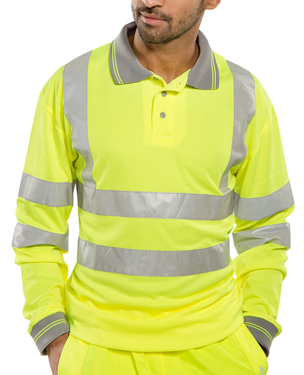 Beeswift Long Sleeve Hi-Vis Polo Shirt - {ALL COLOURS / SIZES}