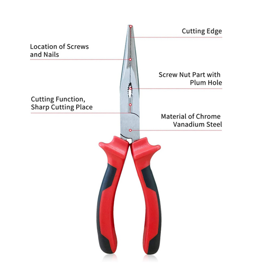 Hilka 8inch Soft Grip Longnose Precision Carbon Steel Pliers