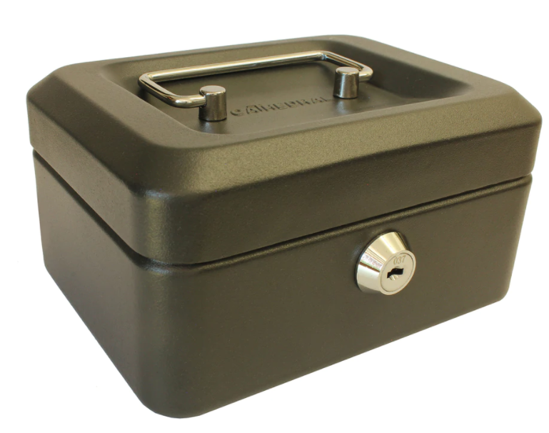 Cathedral 8inch Cash Boxes Privacy Safety Secure (Red, Blue, Black or Pink)