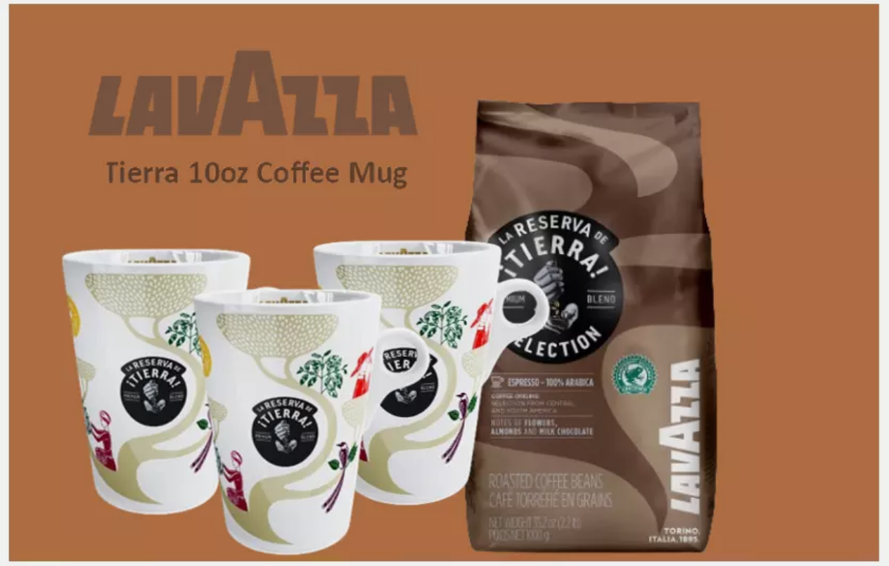 New Lavazza Tierra Coffee Mugs Cups - 10oz 280ml - Tassimo Nespresso