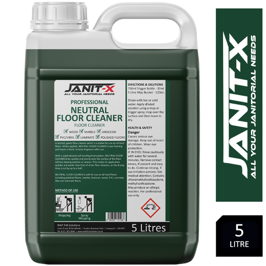 Janit-X Professional Quick Drying Neutral Floor Cleaner Lemon Fragrance 5 Litre
