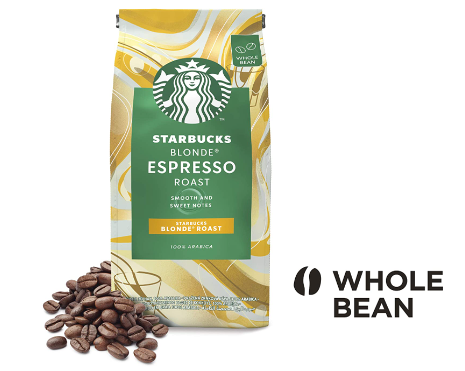 Starbucks Blonde Espresso Roast Coffee Beans, 100% Arabica, 200g