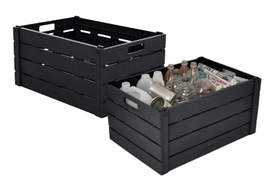 Strata Black Wood Effect Folding Crate 60 Litre (100909)