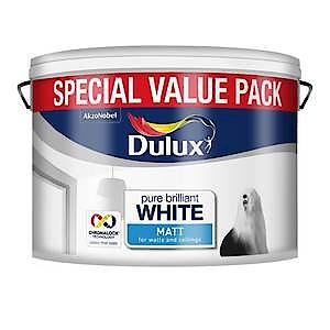 Dulux Matt Emulsion Paint For Walls And Ceilings - Pure Brilliant White 2. 5 Litres