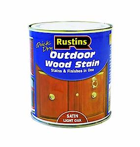 Rustins Quick Dry Outdoor Wood Stain Satin Light Oak 500Ml