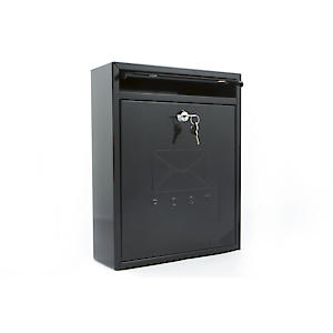 Burg-Wachter Mb05Bk Black Compact Wall Mounted Galvanised Steel Postbox - 26X33X9Cm